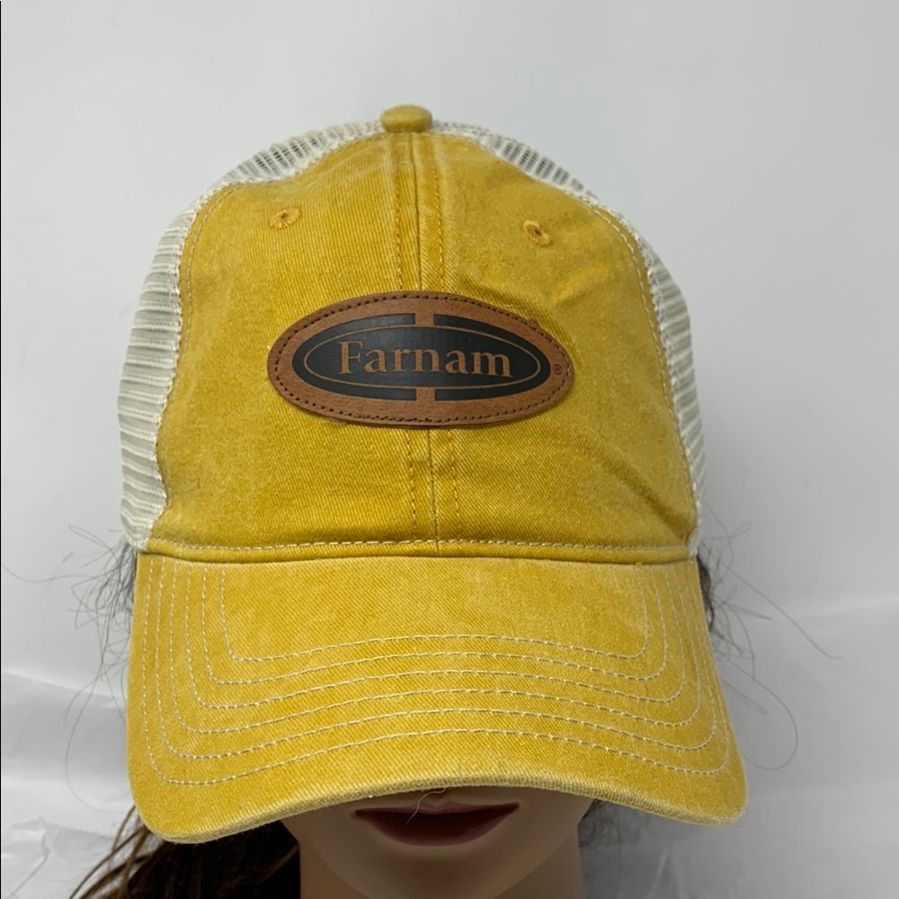 Farnam Trucker Hat Yellow Mesh Snapback Farm Ranch Western Cap Coastal Cowgirl